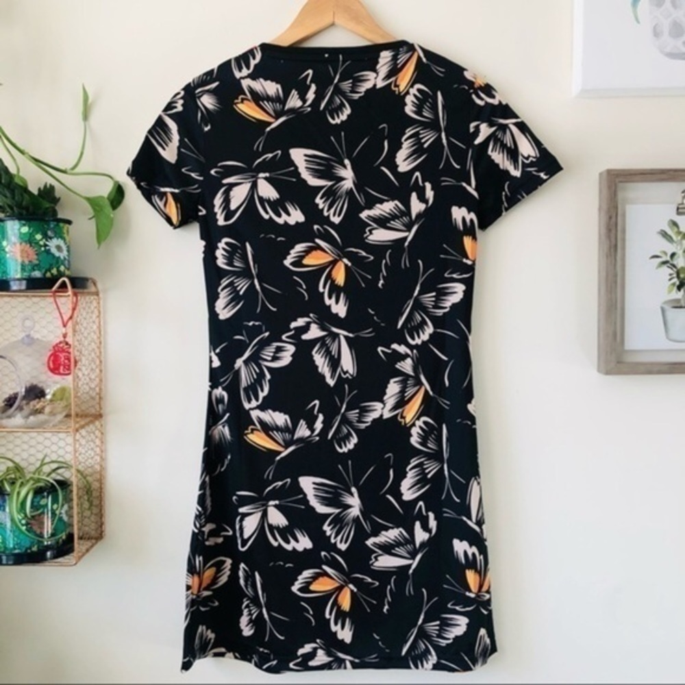 adidas x Farm Rio Black Butterfly Print Dress Size XS Brazilcore Athleisure Boho - Picture 3 of 14